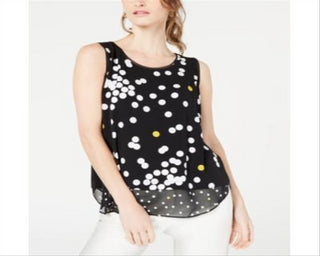 Adidas Women's Printed Woven Hem Sleeveless Top Black Size Petite X-Small