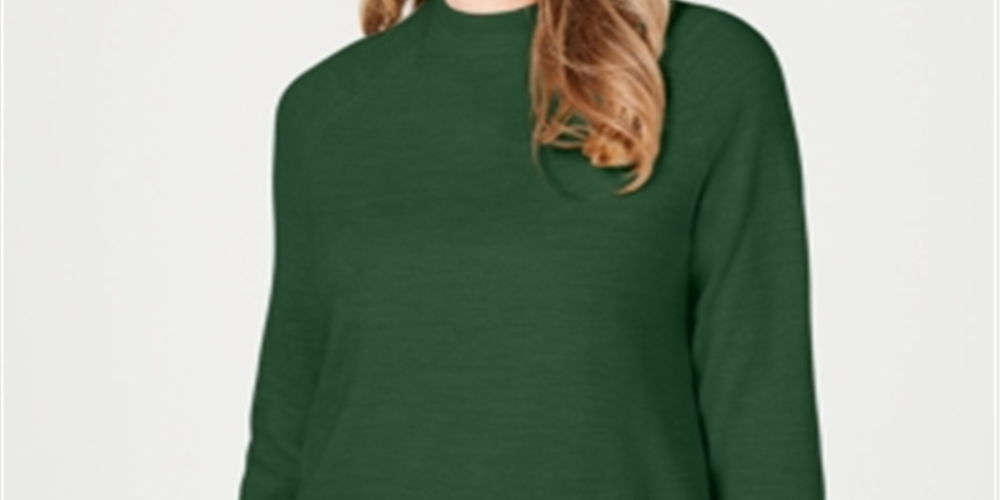 Karen Scott Women's Zippered Long Sleeve Crew Neck Sweater Green Size X-Small