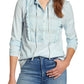Lucky Brand Women's Cotton Tuxedo Top Blue Size Large