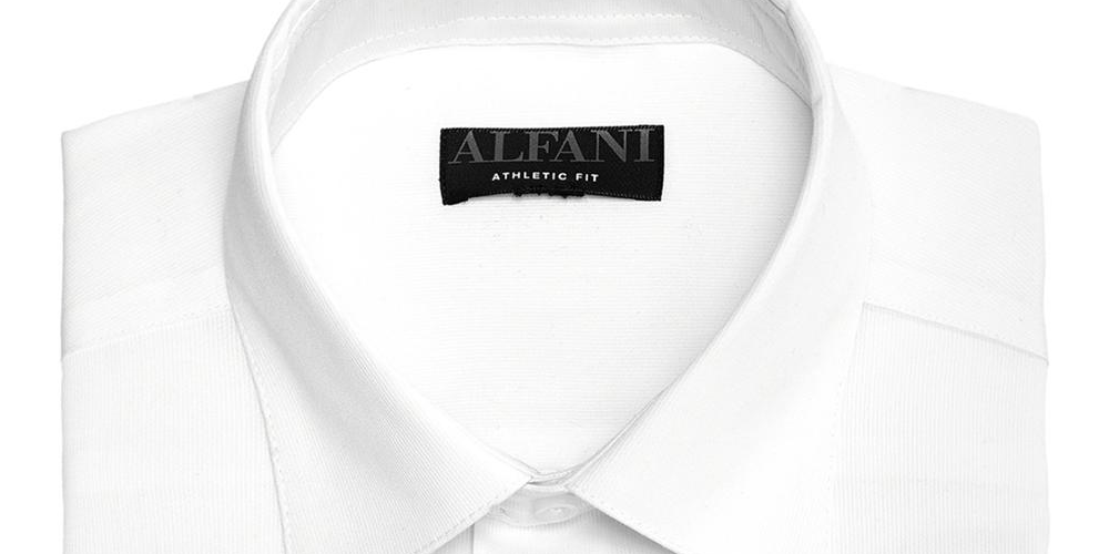 Alfani Men's Big & Tall Bedford Collared Button Down Dress Shirt White Size 20X34-35