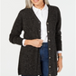 Karen Scott Women's Button Front Duster Cardigan Black Size Petite