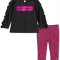 Calvin Klein Toddler Girl's 2Pc Ruffled Tunic & Printed Leggings Set Black Multi  Size 3T