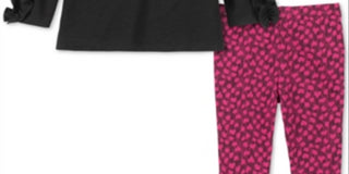 Calvin Klein Toddler Girl's 2Pc Ruffled Tunic & Printed Leggings Set Black Multi  Size 3T