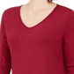 Style & Co Women's Solid Long Sleeve V Neck Top Red Size X-Large