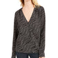Michael Kors Women's Chain Print Crossover Top Gray Size Large