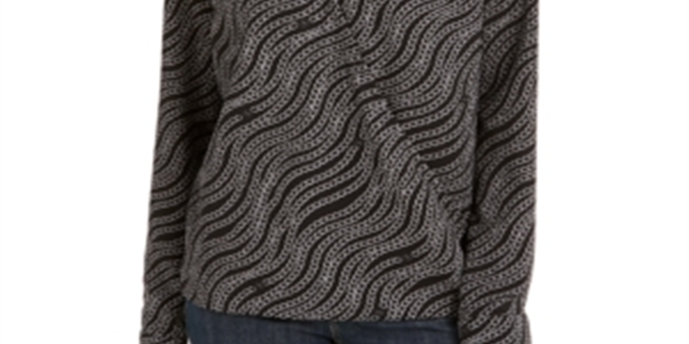 Michael Kors Women's Chain Print Crossover Top Gray Size Large