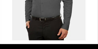 CALVIN KLEIN Mens Gray Collared Slim Fit Cotton Dress Shirt 2XL