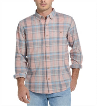 WEATHERPROOF VINTAGE Mens Orange Plaid Dress Shirt S