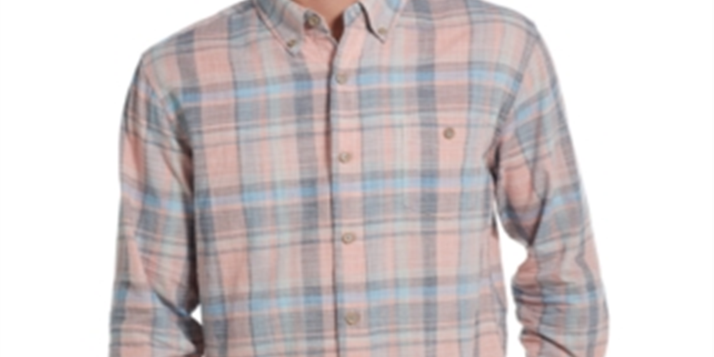 WEATHERPROOF VINTAGE Mens Orange Plaid Dress Shirt S