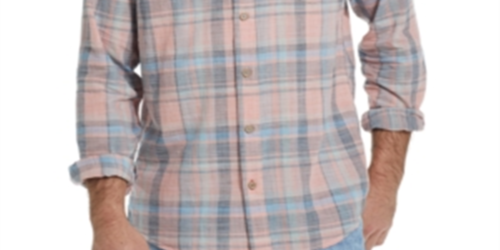 WEATHERPROOF VINTAGE Mens Orange Plaid Dress Shirt S