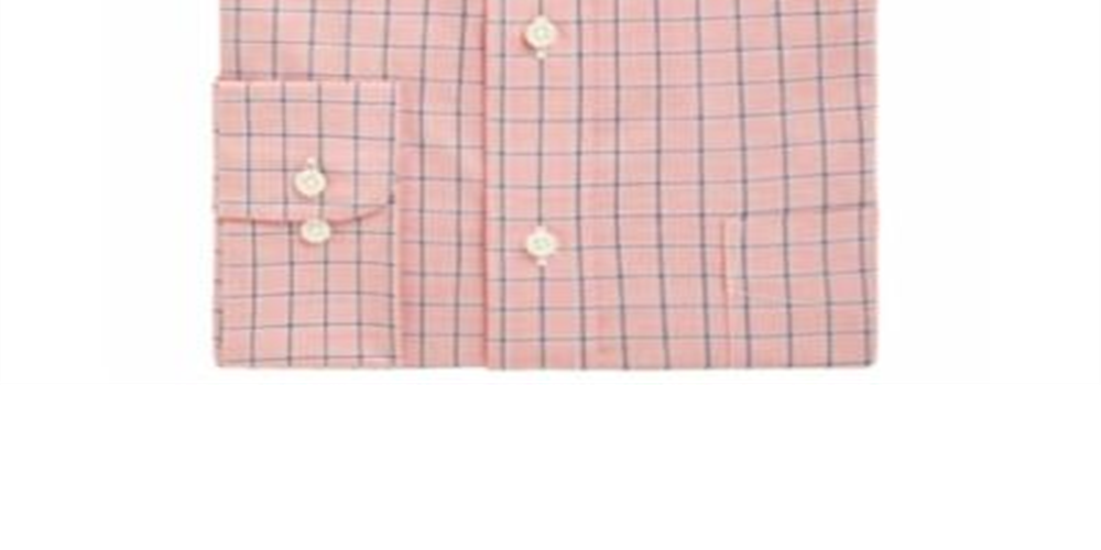 CLUBROOM Mens Mini Grid Collared Dress Shirt Pink Size 15- 32/33