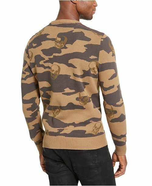 Inc Mens Brown Camouflage Crew Neck Classic Fit Cotton Sweater 3XL