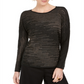 JM Collection Women's  Metallic-Knit Top  Deep Black Size XS