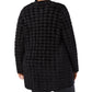 Alfani Women's Plus Eyelash Yarn Printed Cardigan Sweater Black Size 0X