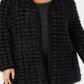 Alfani Women's Plus Eyelash Yarn Printed Cardigan Sweater Black Size 0X