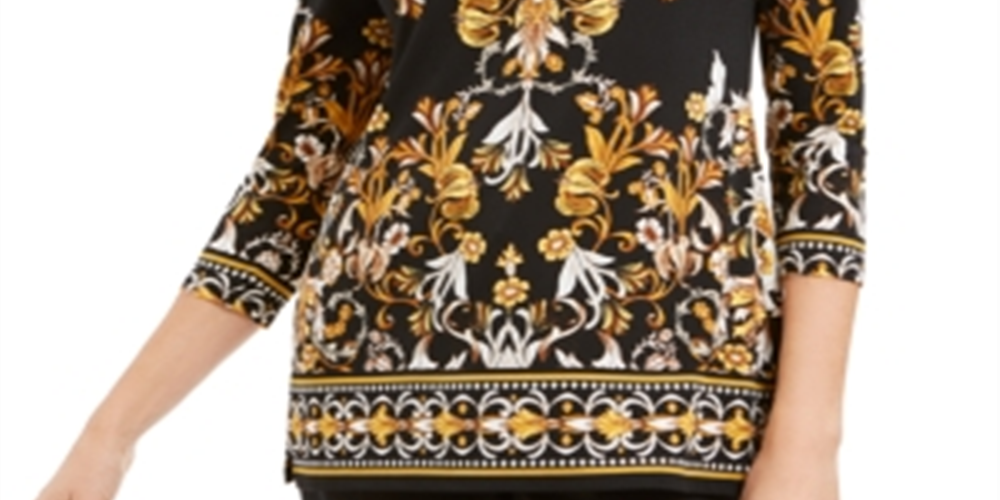 JM Collection Women's Keyhole Tunic Black Size PP