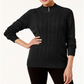 Karen Scott Women's Button-Trim Mock-Neck Sweater Marl Black Size XL