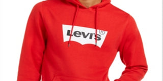 Levi's Men's Burndlen Fleece Logo Hoodie Red Size Medium