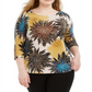 Alfani Women's Plus Printed Dolman Sleeve Top Yellow Size 2X