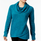 Ideology Women's Cowl-Neck Pullover Choose Teal  Size XS
