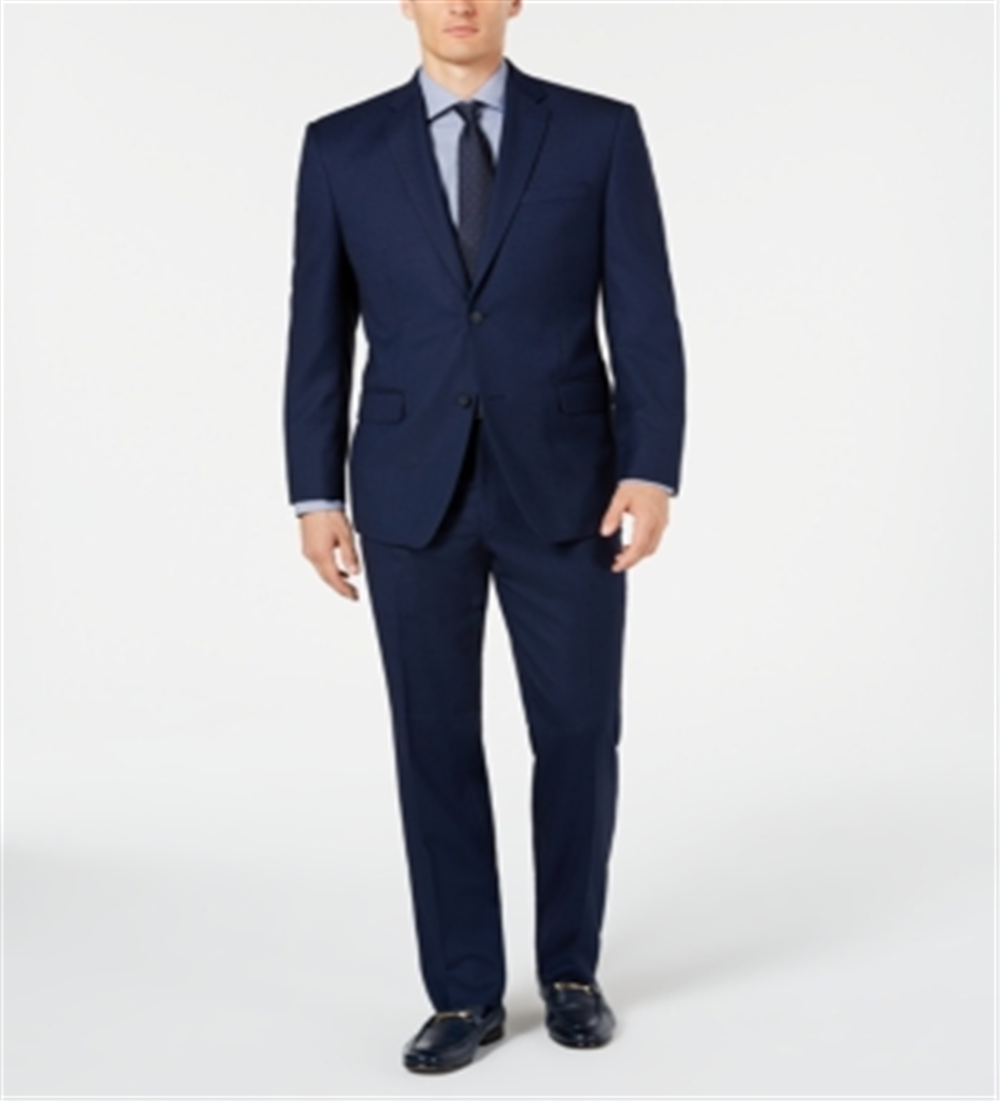 Marc New York Men's Modern Fit Stretch Birdseye Suit Blue Size 38