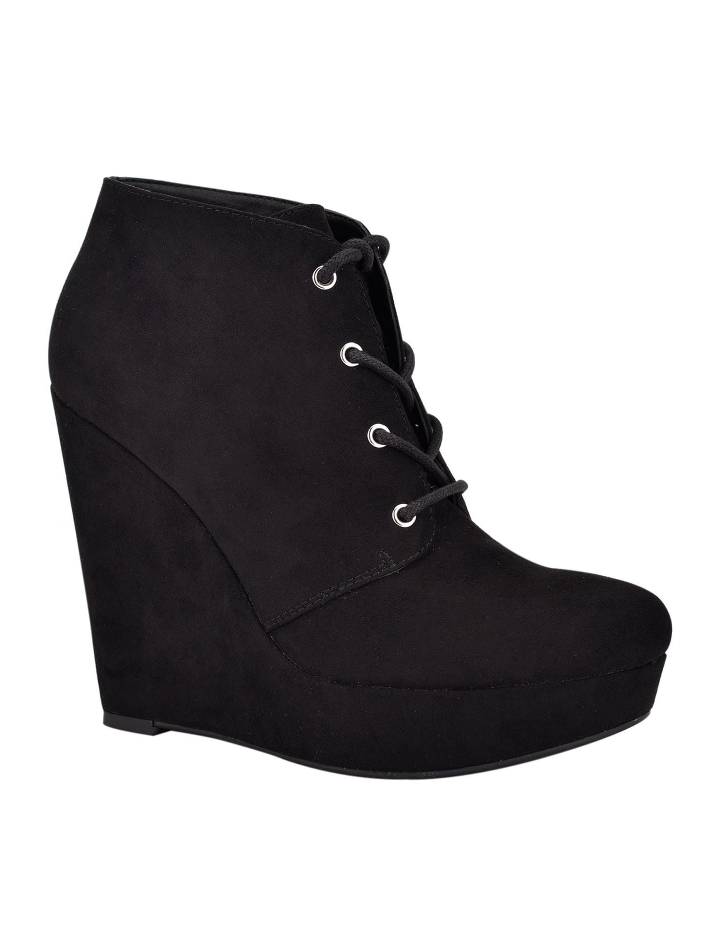 Gbg Women's Almond Toe Wedge Lace up Dress Booties Black Size 11 M