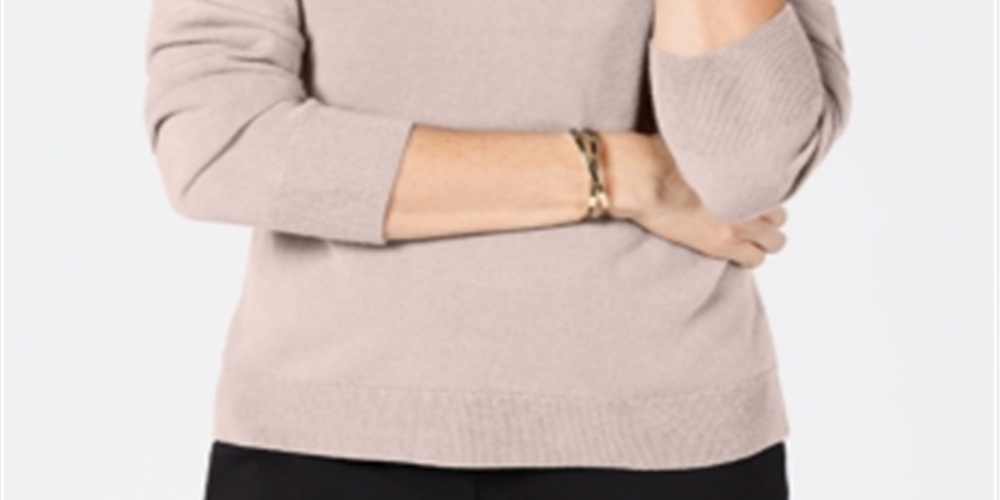 Karen Scott Women's Petite Luxsoft Turtleneck Sweater  Pink Ice  Size Petite Large