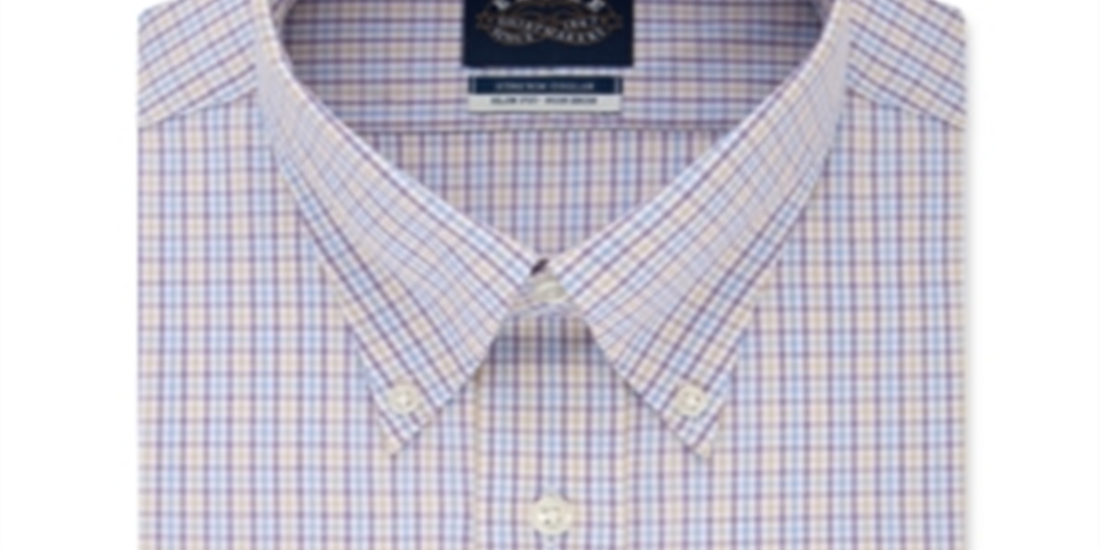 Eagle Mens Dress Shirt Classic Blue Slim Fit Plaid Purple Size 17