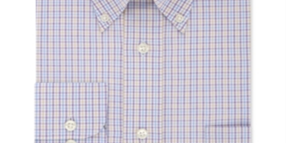 Eagle Mens Dress Shirt Classic Blue Slim Fit Plaid Purple Size 17