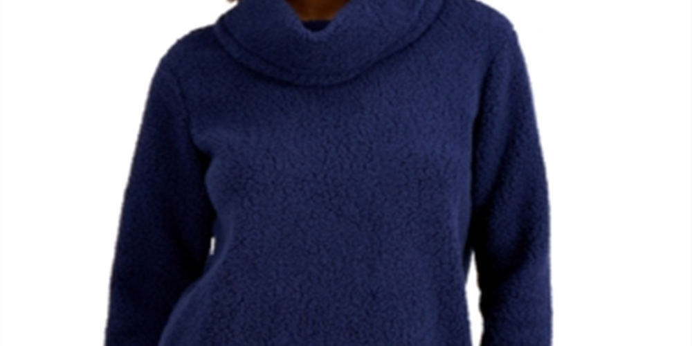 Style & Co Women's  Cowlneck Pullover Sweater Regal Blue Size S