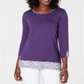 Karen Scott Women's Printed Trim Top Purple Size Petite XL