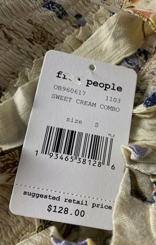 FREE PEOPLE Womens Ivory Floral Sleeveless V Neck MIDI Sheath Dress Size S