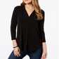 Charter Club Women's 3/4 Sleeve Top Black Size X-Small