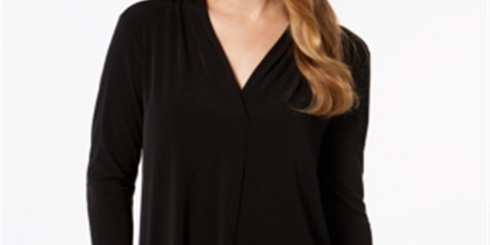 Charter Club Women's 3/4 Sleeve Top Black Size X-Small