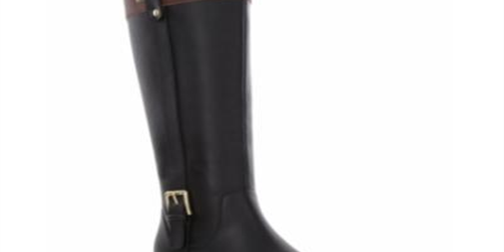 Karen Scott Women's Deliee2 Wide Calf Riding Boots Black Size 8.5M