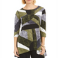 Alfani Women's Textured Colorblock Printed Swing Top Green Size Small