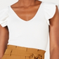 Lucy Paris Women's Ribbed Ruffled Crop Top White Size X-Large