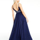 Say Yes to the Prom Women's Embellished Sheer Spaghetti Strap Sweetheart Neckline Full Length Formal Fit Flare Dress Blue Size 3