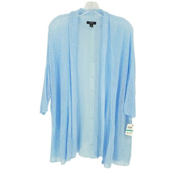 Alfani Women's Plus Layering Open Front Kimono Blue Size 3X