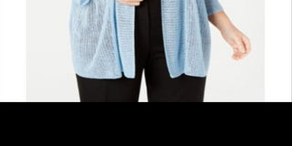 Alfani Women's Plus Layering Open Front Kimono Blue Size 3X