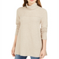 Style & Co Women's Exposed Seam Mock Neck Tunic Sweater Beige Size M