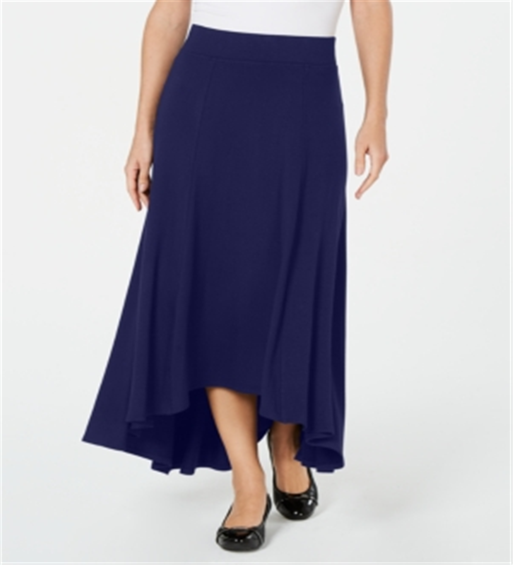 JM Collection Women's High-Low a-Line Skirt  Intrepid Blue Size 2XL