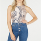 Guess Women's Sleeveless Printed Cropped Top Brown Size XS