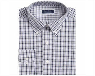 Club Room Men's Classic/Regular Fit Gingham Check Performance Dress Shirt  Gray Size 17X34-35