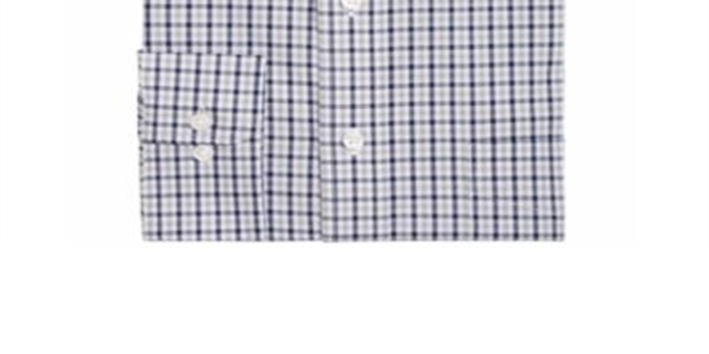 Club Room Men's Classic/Regular Fit Gingham Check Performance Dress Shirt  Gray Size 17X34-35