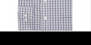 Club Room Men's Classic/Regular Fit Gingham Check Performance Dress Shirt  Gray Size 17X34-35