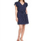 Maison Jules Women's Flutter Sleeve Sheath Dress Blue Size Large