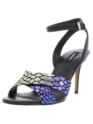 DKNY Womens Ivy Leather Open Toe Special Occasion Ankle Strap Sandals Gray Size 9.5