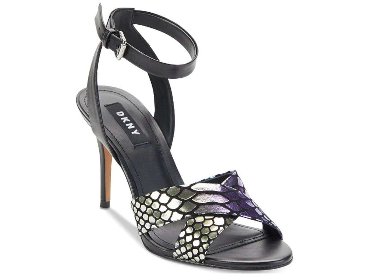 DKNY Womens Ivy Leather Open Toe Special Occasion Ankle Strap Sandals Gray Size 9.5