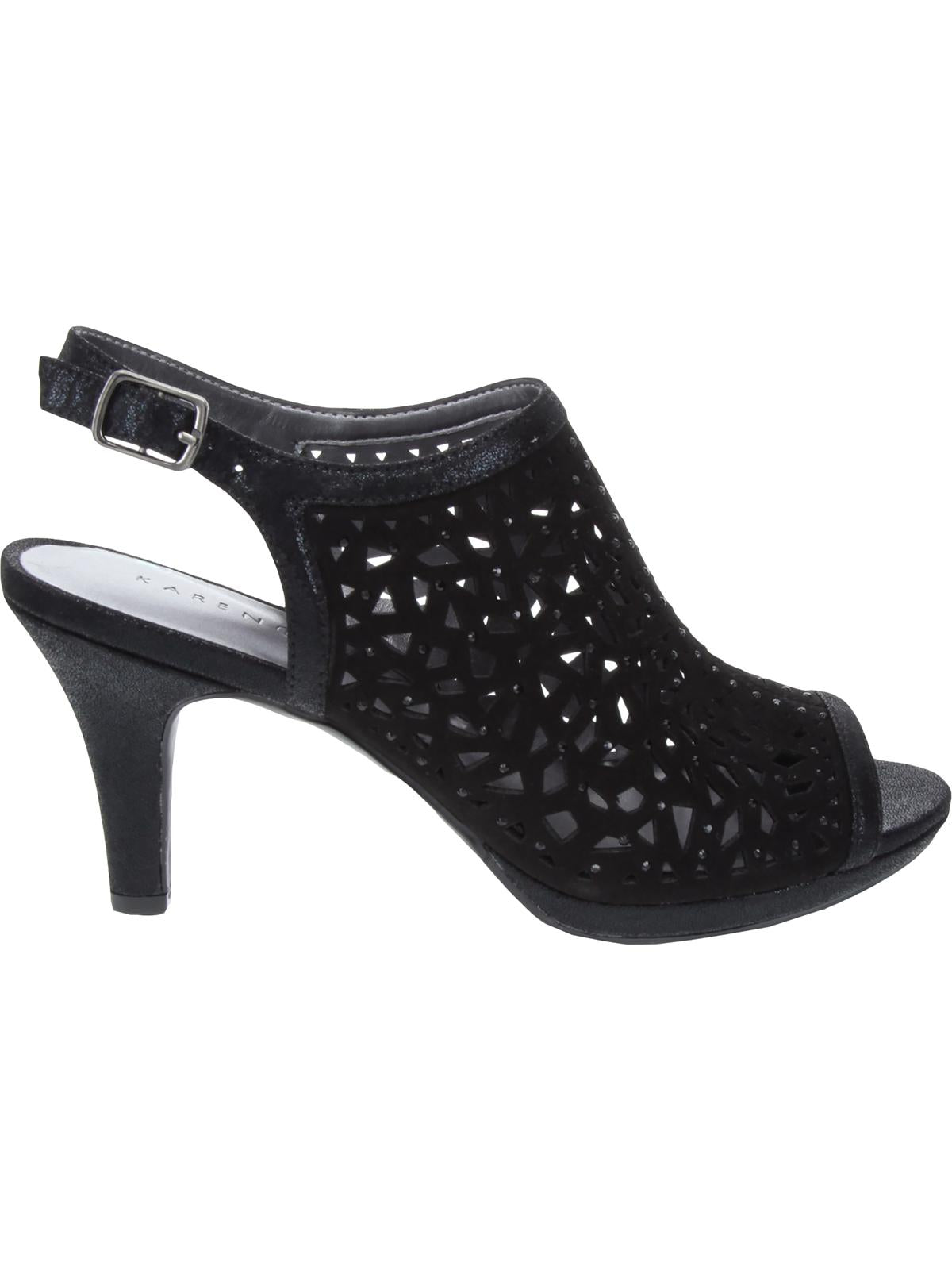 Karen Scott Women's Blairr Microsuede Embellished Evening Heels Black Size 7.5 M